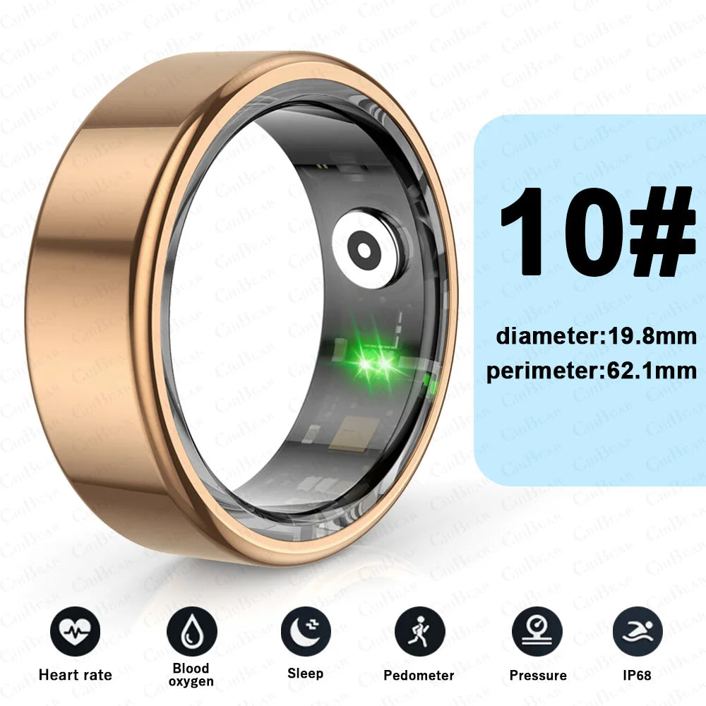 For HUAWEI XIAOMI SAMSUNG Smart Ring Men Titanium Steel Shell Health Monitoring 3ATM Waterproof 100+ Sport Modes Smartring Women