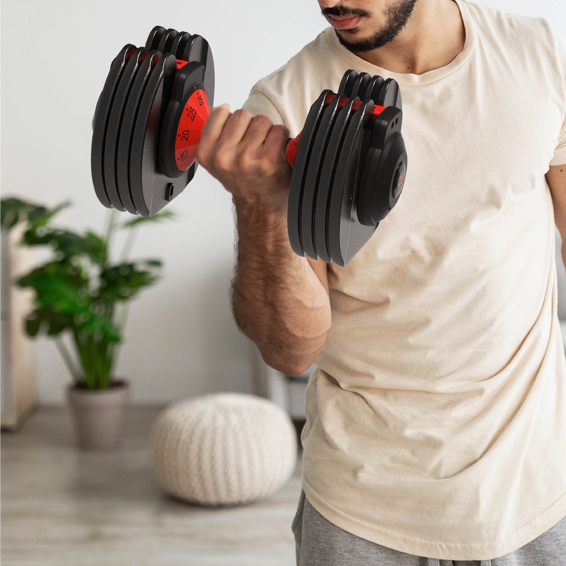 Smartbell, 25Lbs. Quick-Select 9 in 1 Adjustable Dumbbell for Home Gym, 5-25Lbs. Weight in 2.5Lbs Increments